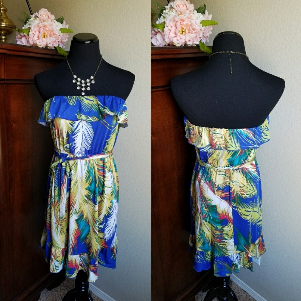 Tropical Strapless Dress